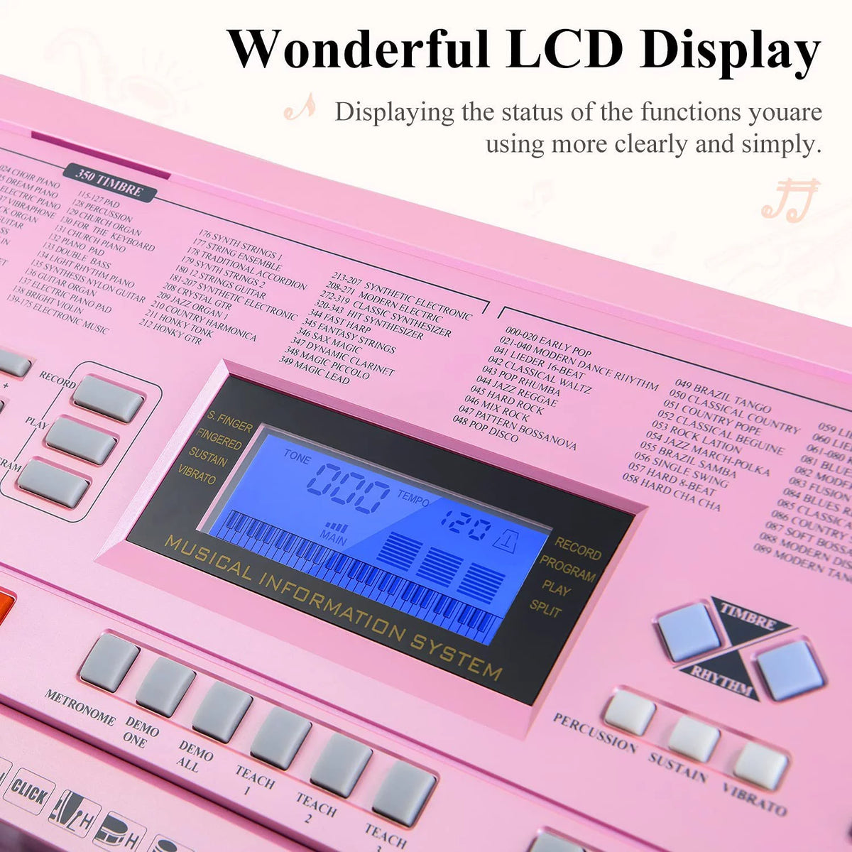 Pink 61 Keys Digital Piano with Stand Bench Q90167