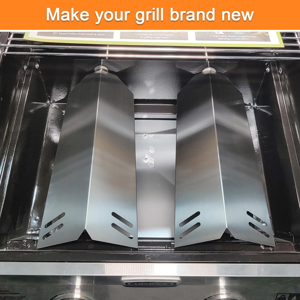 Stainless Steel Heat Plates for 2-Burner Gas Grill, 2-Pack D529654