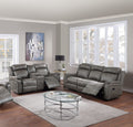 Slate Blue Leatherette Power Motion Reclining Sofa Set D79278