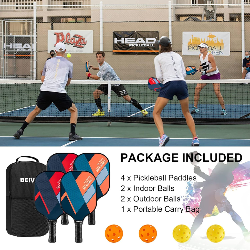 Set of 4 Lightweight Pickleball Paddles with Carry Bag D61811