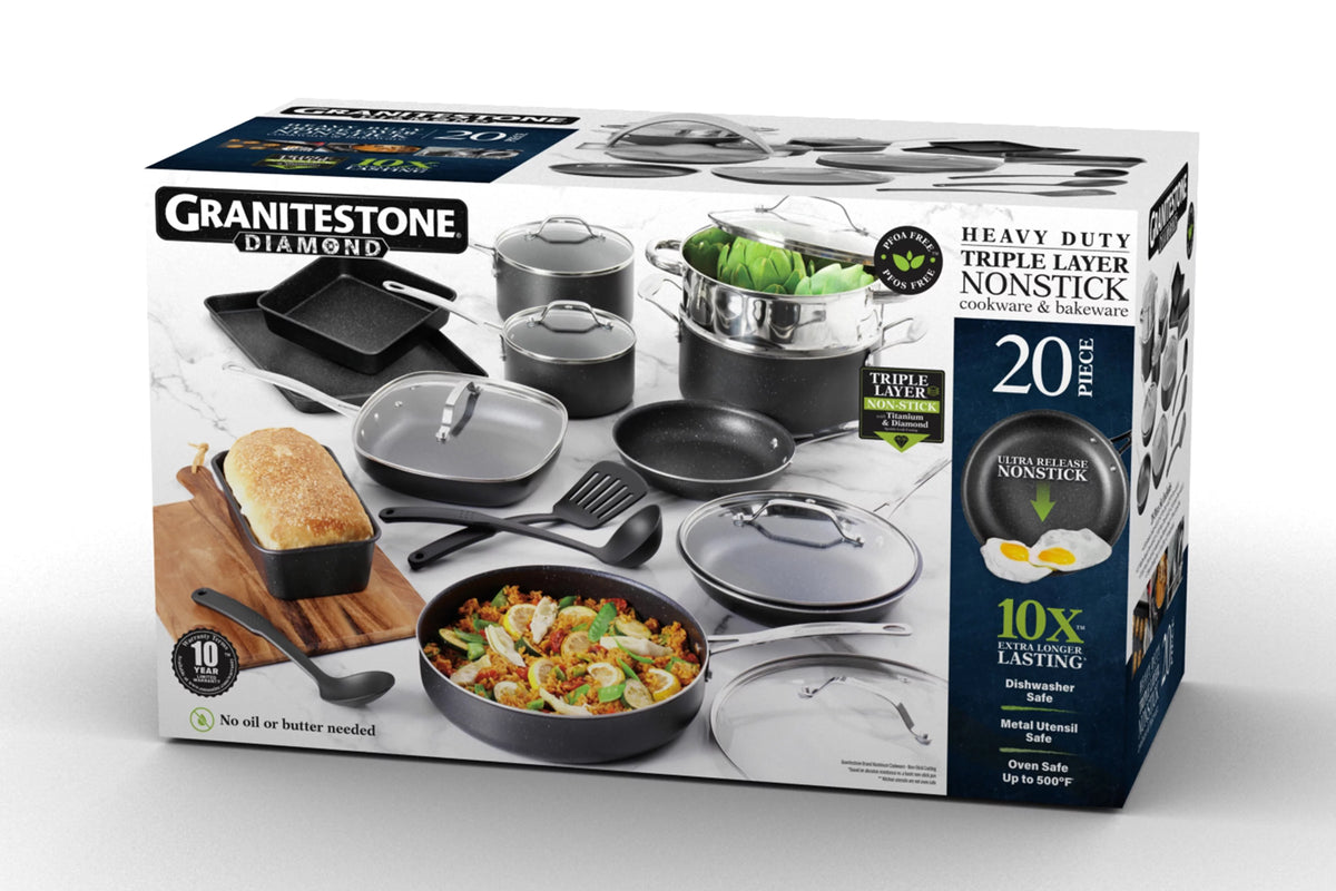20 Pcs Nonstick Granite Stone Cookware and Bakeware Set E703720