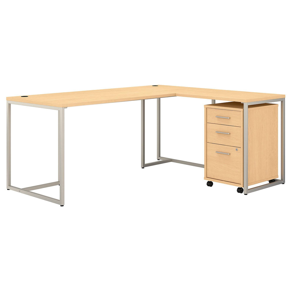 Natural Maple L Shaped Desk with Mobile File Cabinet H81319