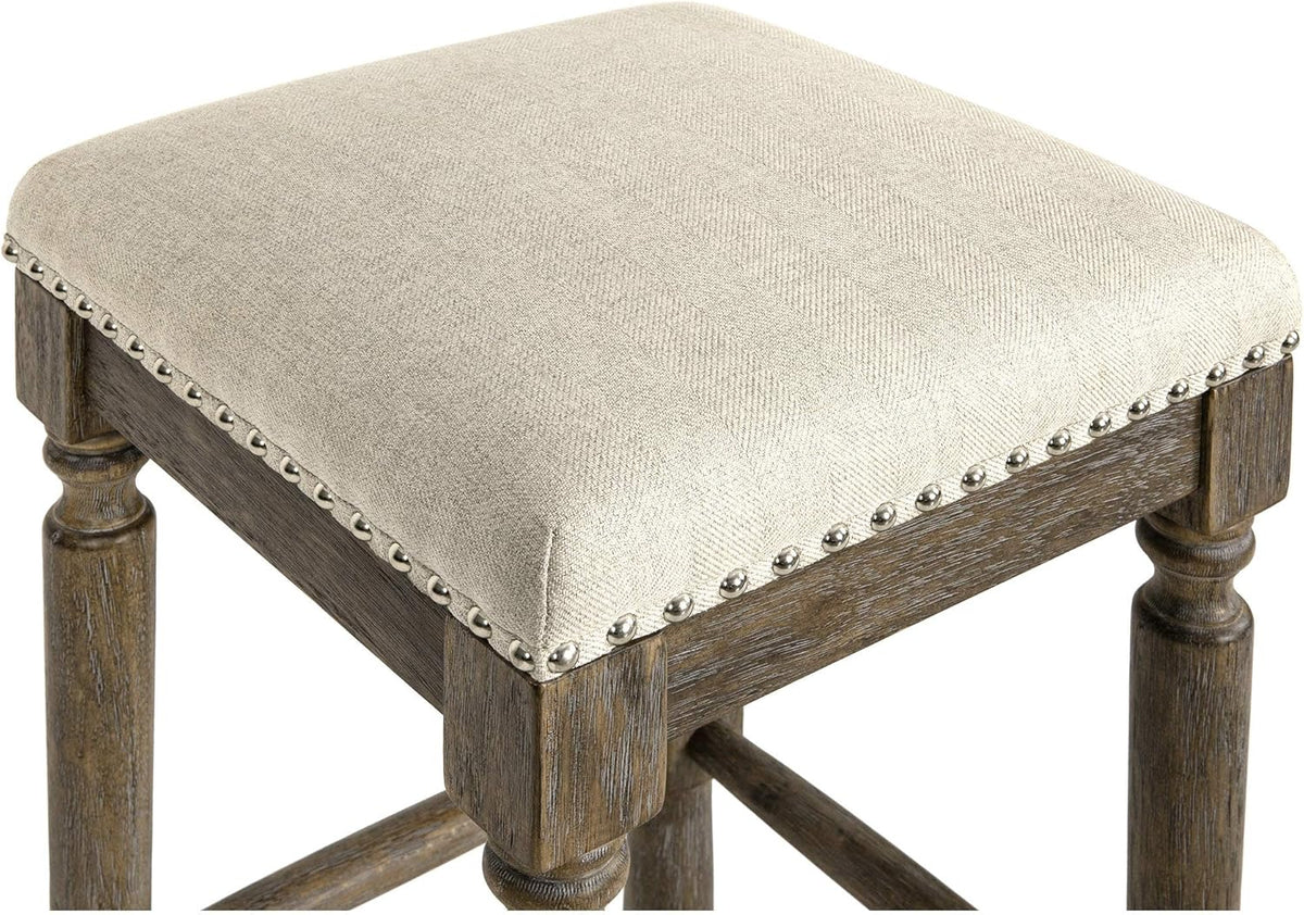 Kitchen Counter Barstool 30 Inch Seat Height Taupe Set of 2 P10801