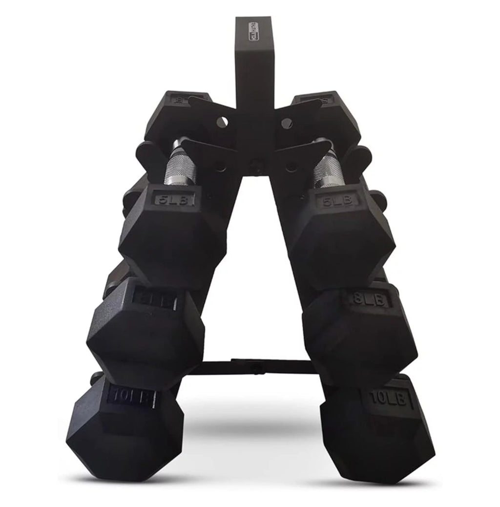 Black Hexagonal Non Slip Dumbbell Set with Folding Storage Rack G637