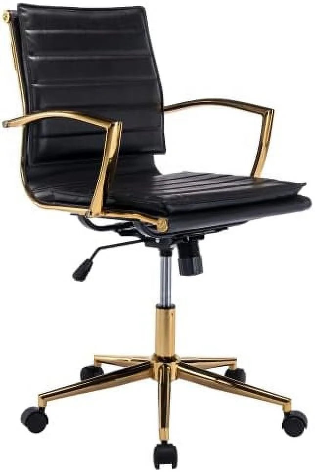 Beige Leather Office Chair with Wheels A64188