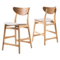 Oak Finish Light Beige Counter Stool, Set Of 2 R5652