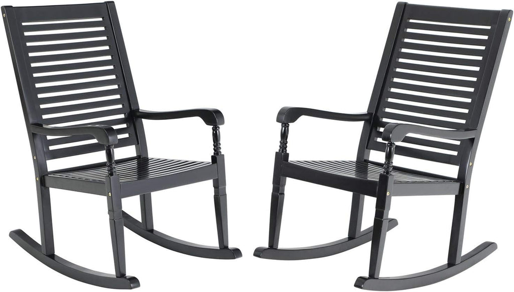 Black Acacia Wood Rocking Chairs Set of 2 M685327