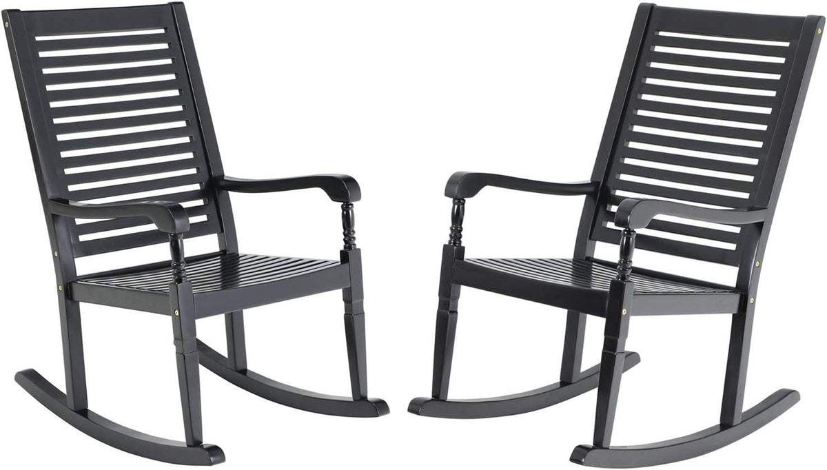 Black Acacia Wood Rocking Chairs Set of 2 M685327