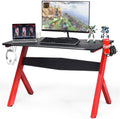 Black & Red Computer Desk with Cup & Headphone Holder G3843