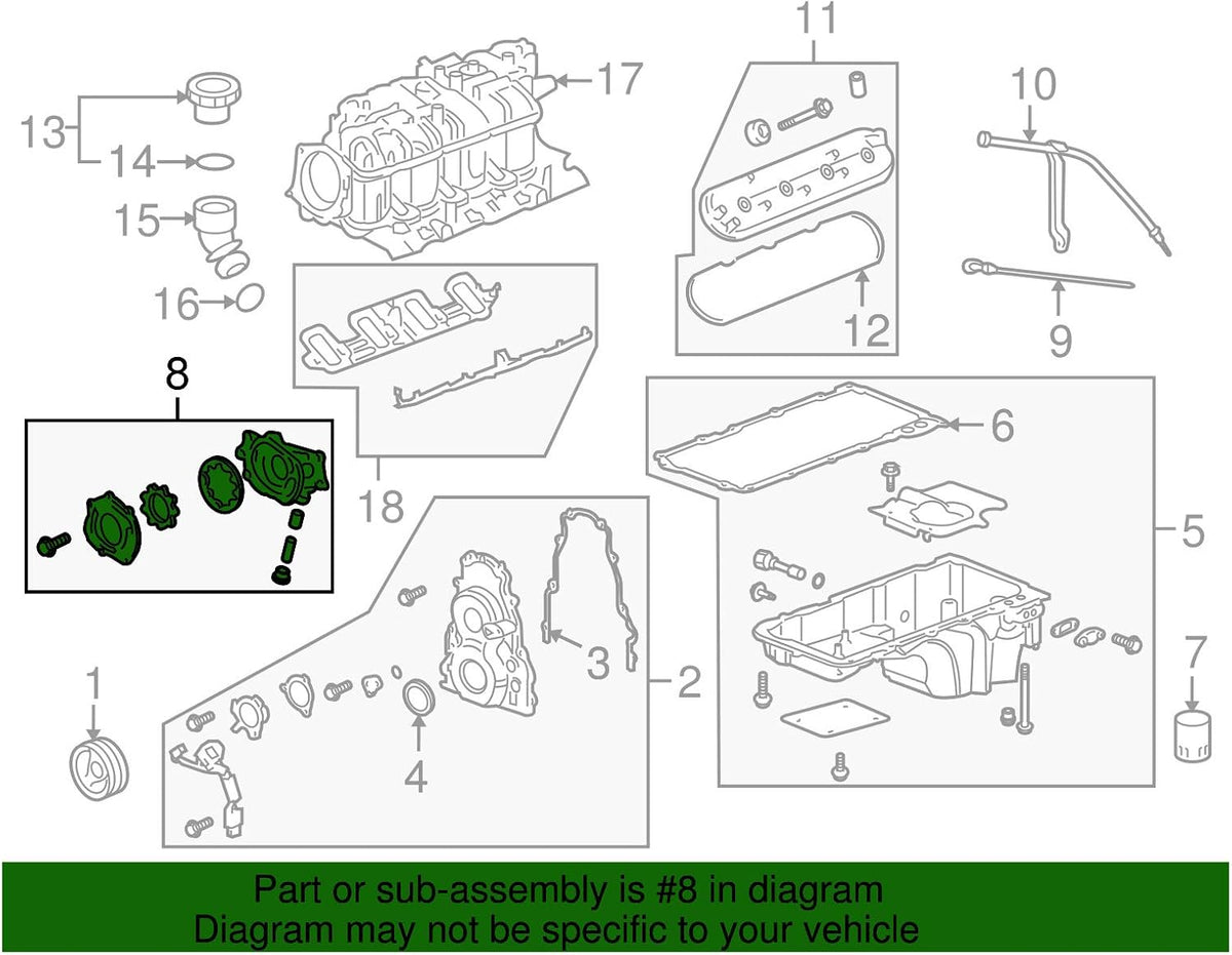 5.3L 6.0L 6.2L Engine Oil Pump U118
