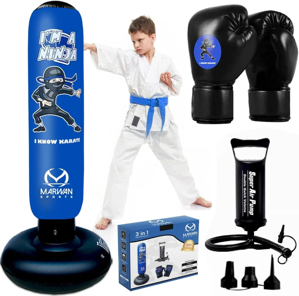 Free Standing Inflatable Kids Punching Bag Set with Air Pump & Boxing Gloves V4670
