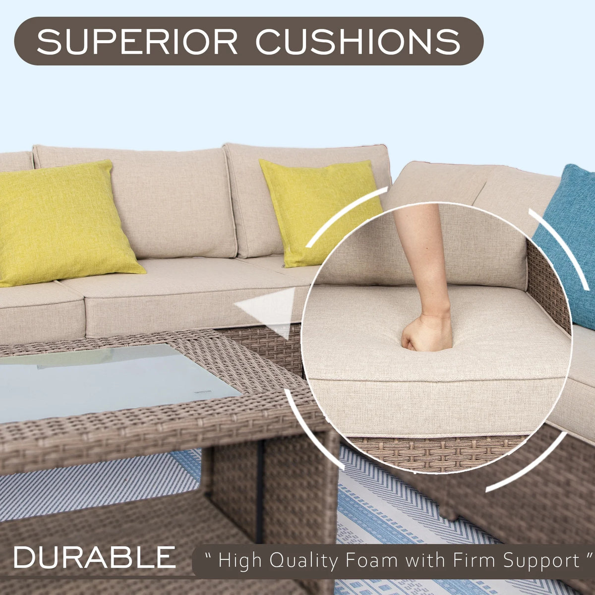 10 Pieces Outdoor Rattan Sectional Sofa Set with Cushions A1500