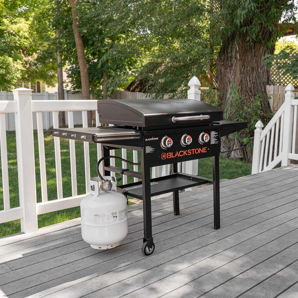 28 Inch Blackstone Griddle with Hood 3-Burner Outdoor Flat Top Grill Q600