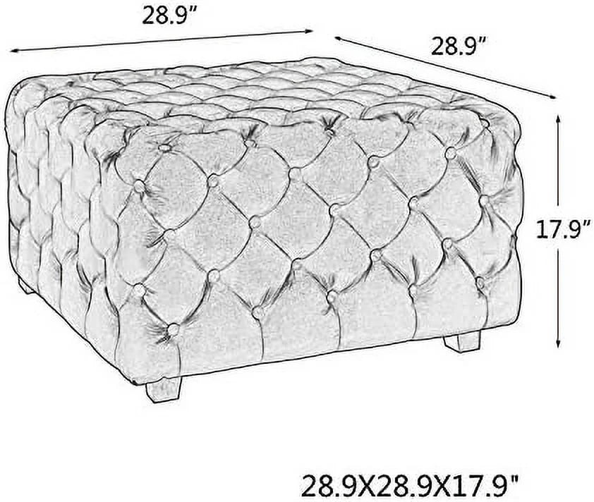 Gray Velvet Square Ottoman R26431