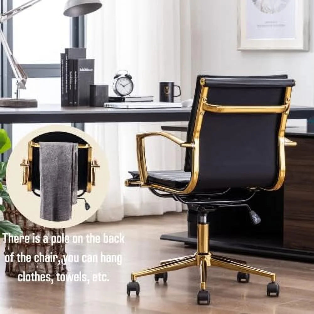 Beige Leather Office Chair with Wheels A64188