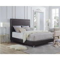 King Leather Platform Bed Frame with Nailhead in Espresso U131939