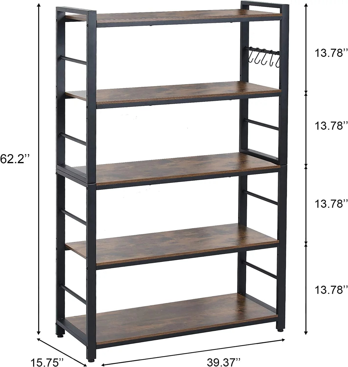 5 Tier Utility Storage Shelf with Hooks G65222