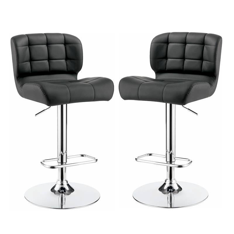 Gray Faux Leather Adjustable Barstool Set of 2 N581656