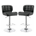 Gray Faux Leather Adjustable Barstool Set of 2 N581656