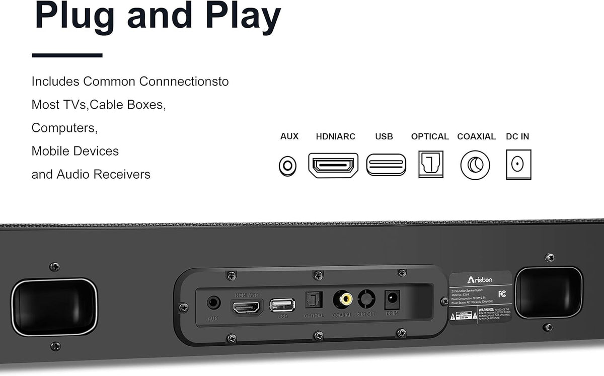 Soundbar Speaker with RGB LED Light Bar Bluetooth AUX Optical and HDMI Connection L788624