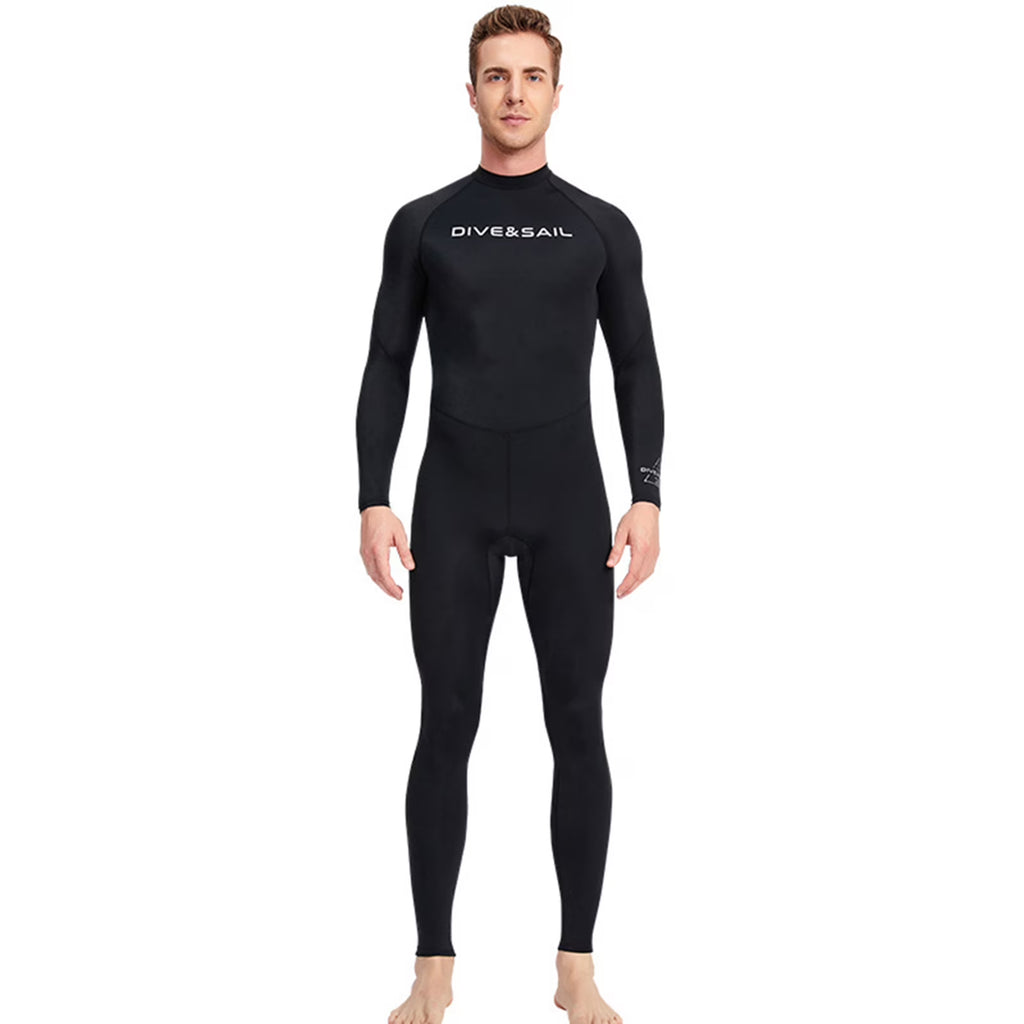 Men One Piece Swimsuit with Back Zipper Quick Dry Long Sleeve Surf Suit E289