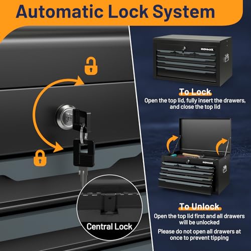 5-Drawer Rolling Steel Tool Chest with Lockable Wheels W602221