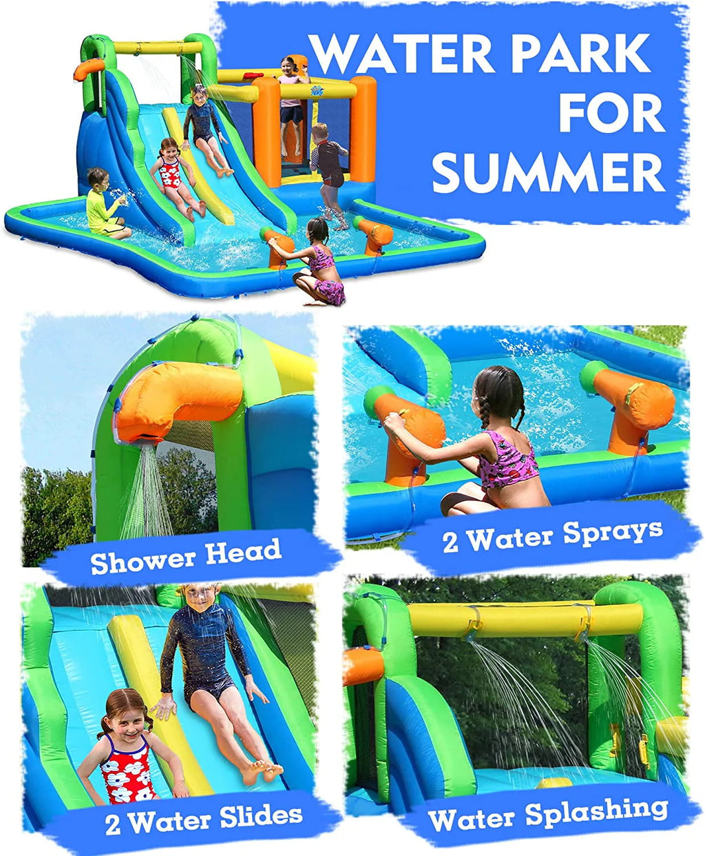 Inflatable Bouncer Combo with Pool and Double Slide Y392