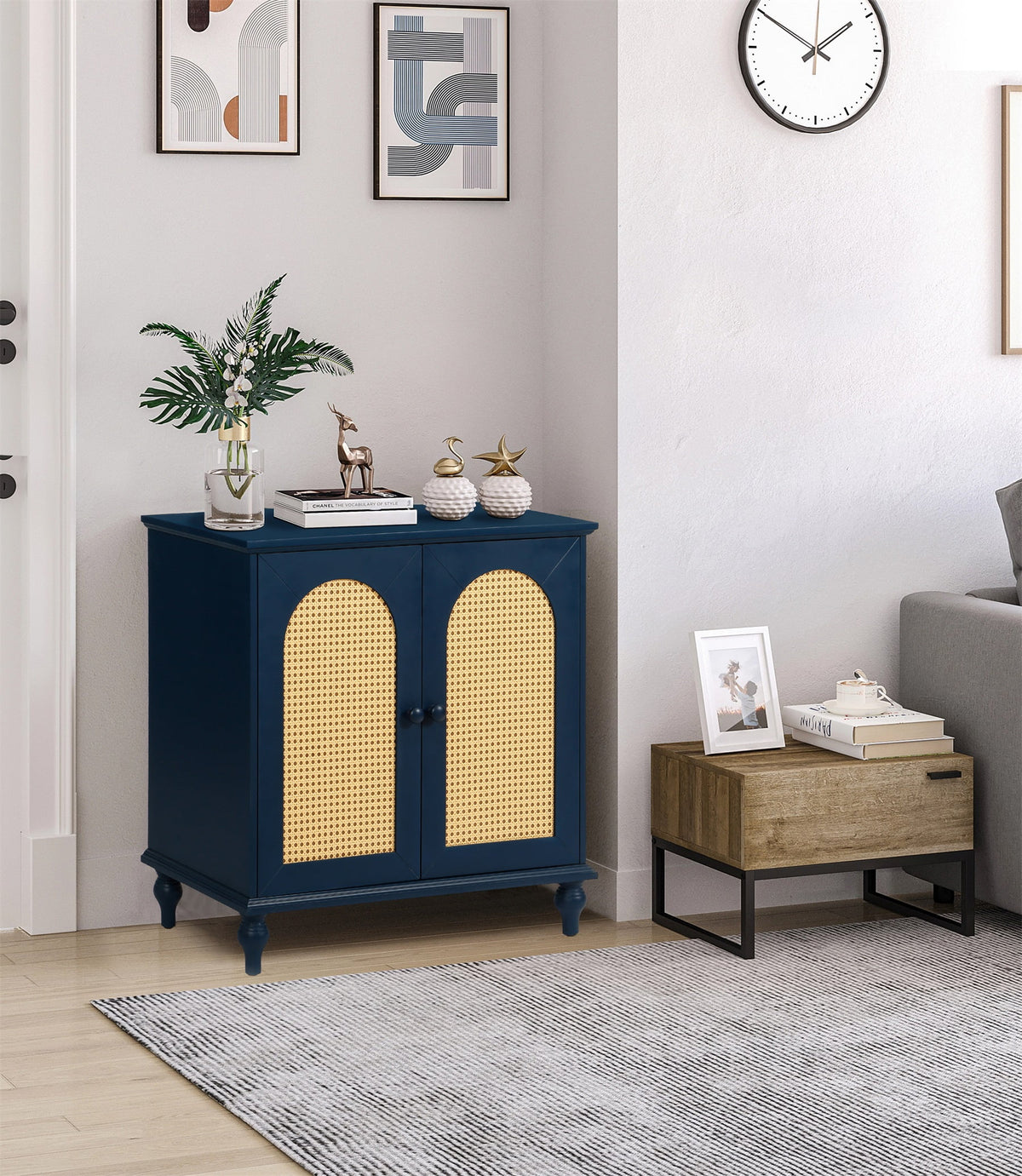 Rattan Storage Cabinet with Doors and Shelves D1915