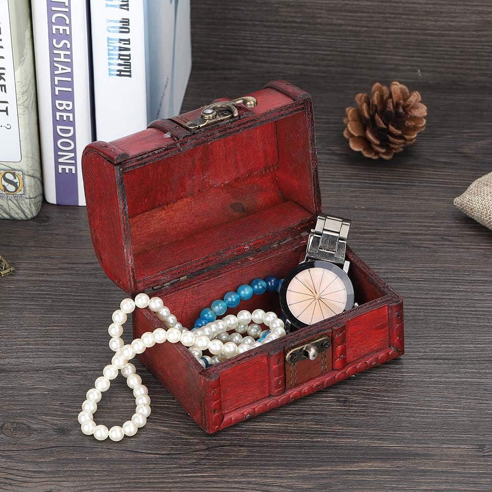 Small Wooden Treasure Chest Box 4.7x3.1x3.1in N341573
