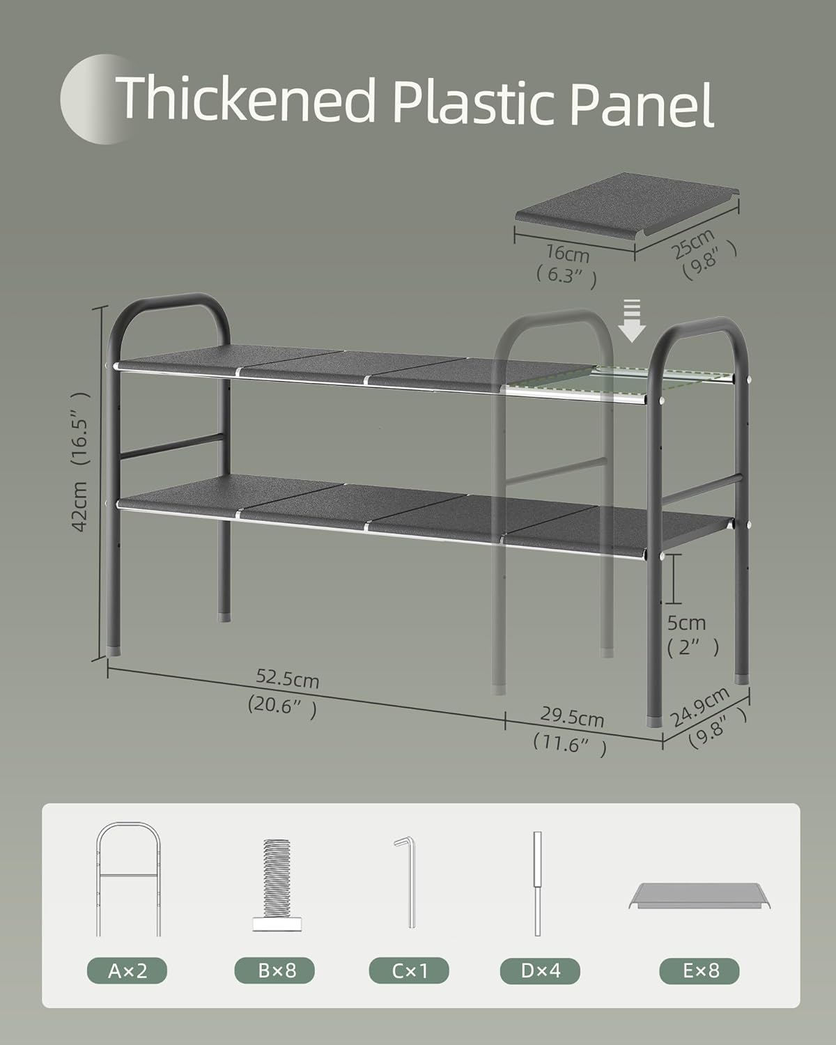 2 Tier Expandable Under Sink Organizer Shelf with 8 Removable Panels B93352