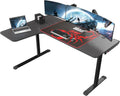 Black L Shaped 60 Inch Gaming Desk with Mouse Pad and Cable Management O542