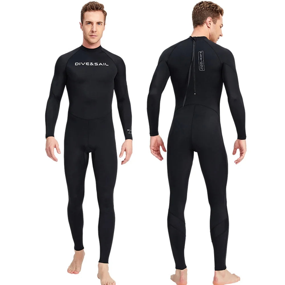 Men One Piece Swimsuit with Back Zipper Quick Dry Long Sleeve Surf Suit E289