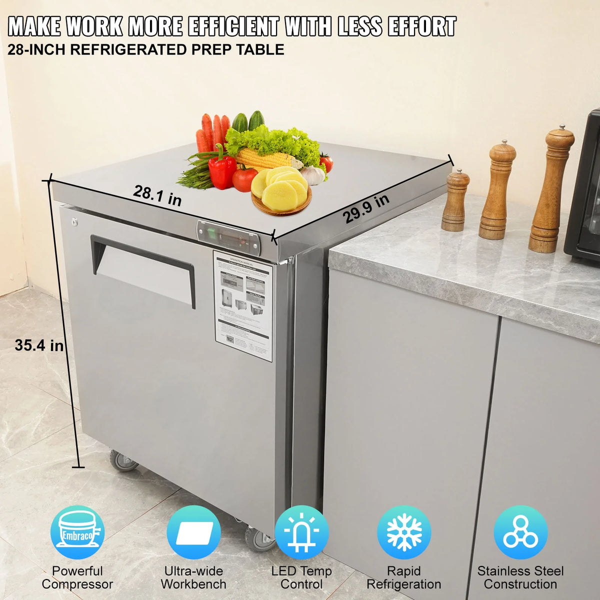 28" Wide Refrigerated Prep Table with 1 Door K794133