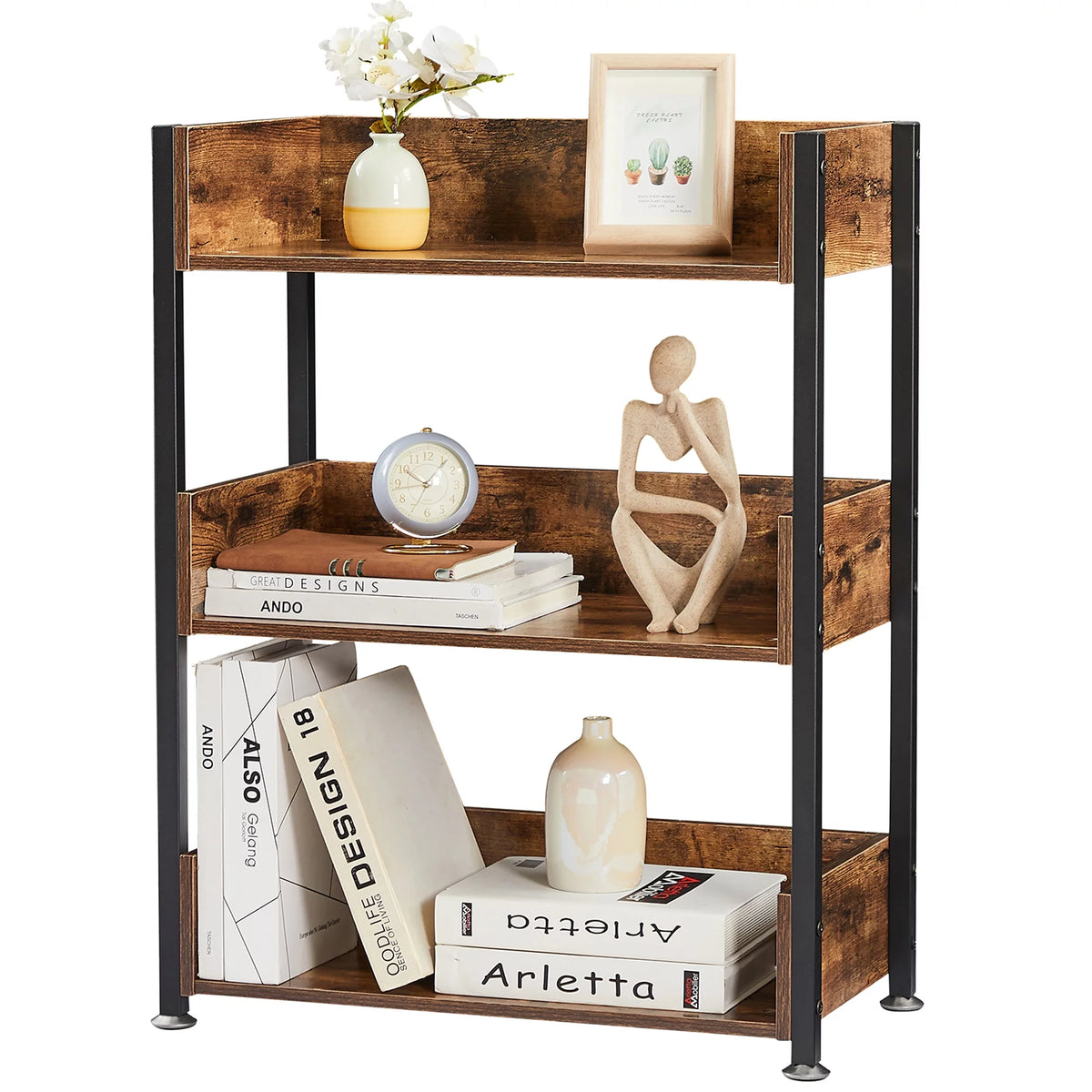 3-Tier Wooden Bookcase with Storage Shelves Z449291