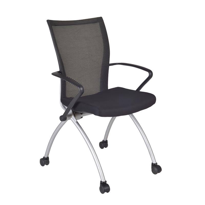 Cherry Training Table with 2 Blue Stack Chairs L45718