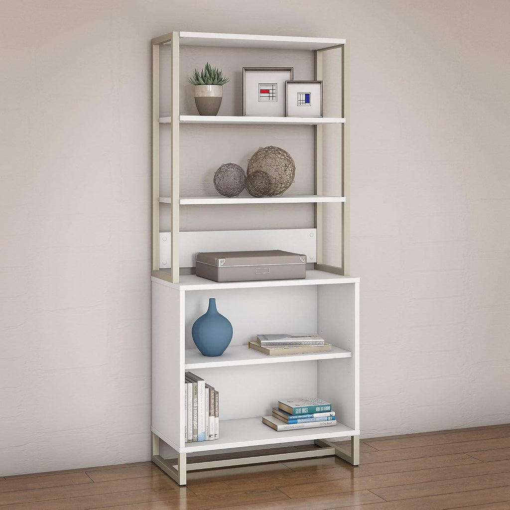 White Bookcase with Hutch R91311