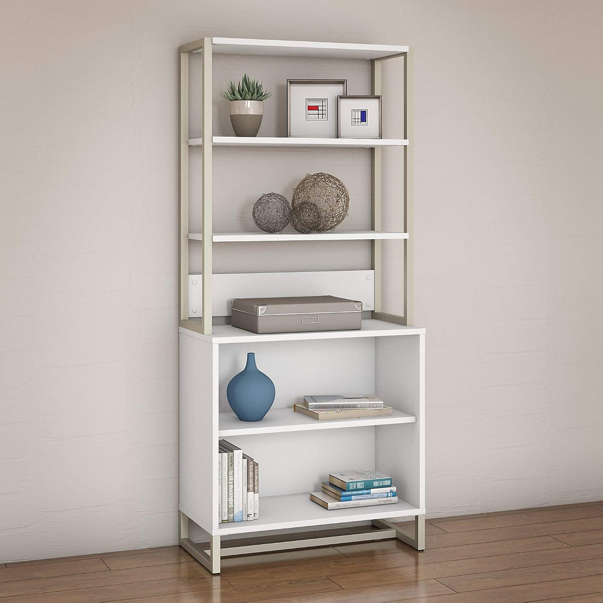 White Bookcase with Hutch R91311