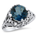 2 Carat Genuine London Blue Topaz 925 Sterling Filigree Ring I78248