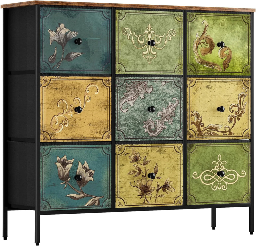 9 Fabric Drawer Dresser Storage Tower with Steel Frame S22537