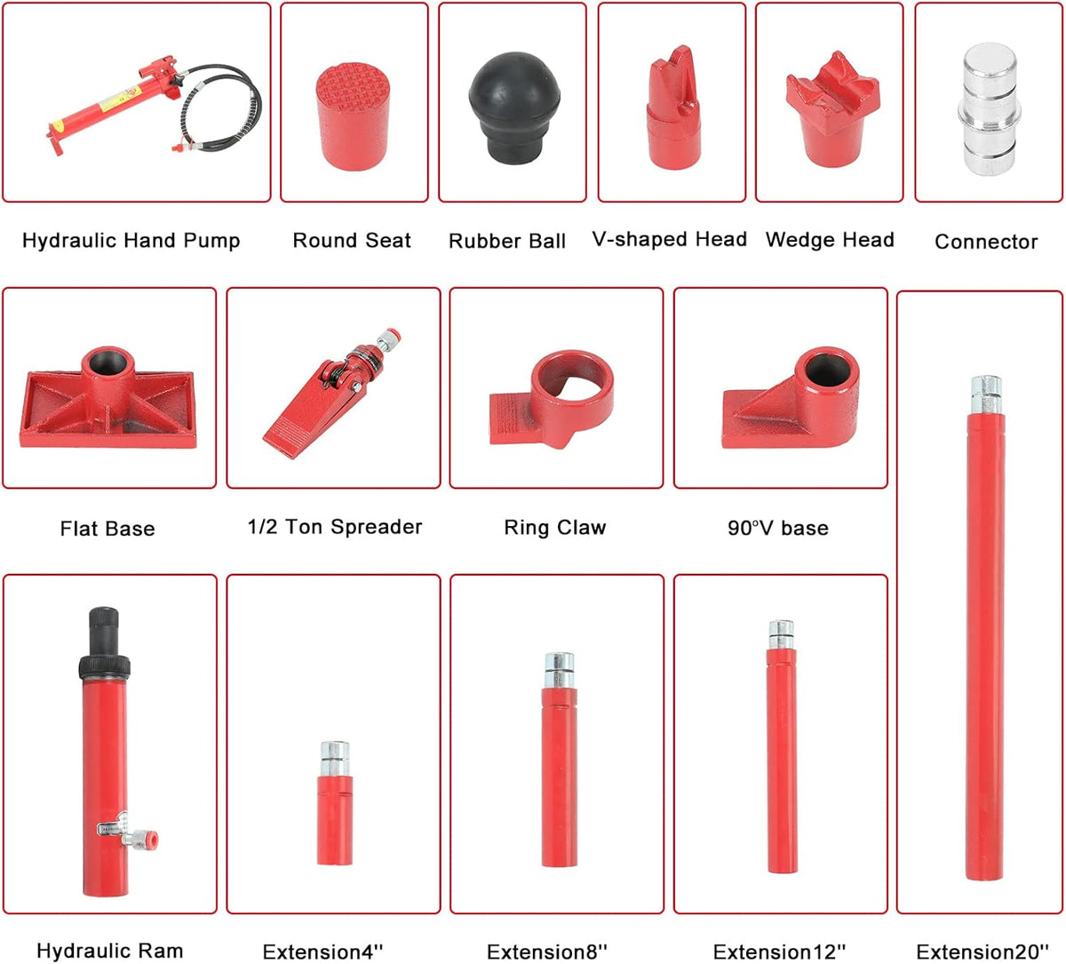 10 Ton Porta Power Kit with 78.7 inch Oil Hose Hydraulic Ram I711