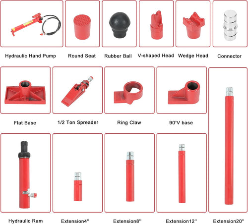 10 Ton Porta Power Kit with 78.7 inch Oil Hose Hydraulic Ram I711