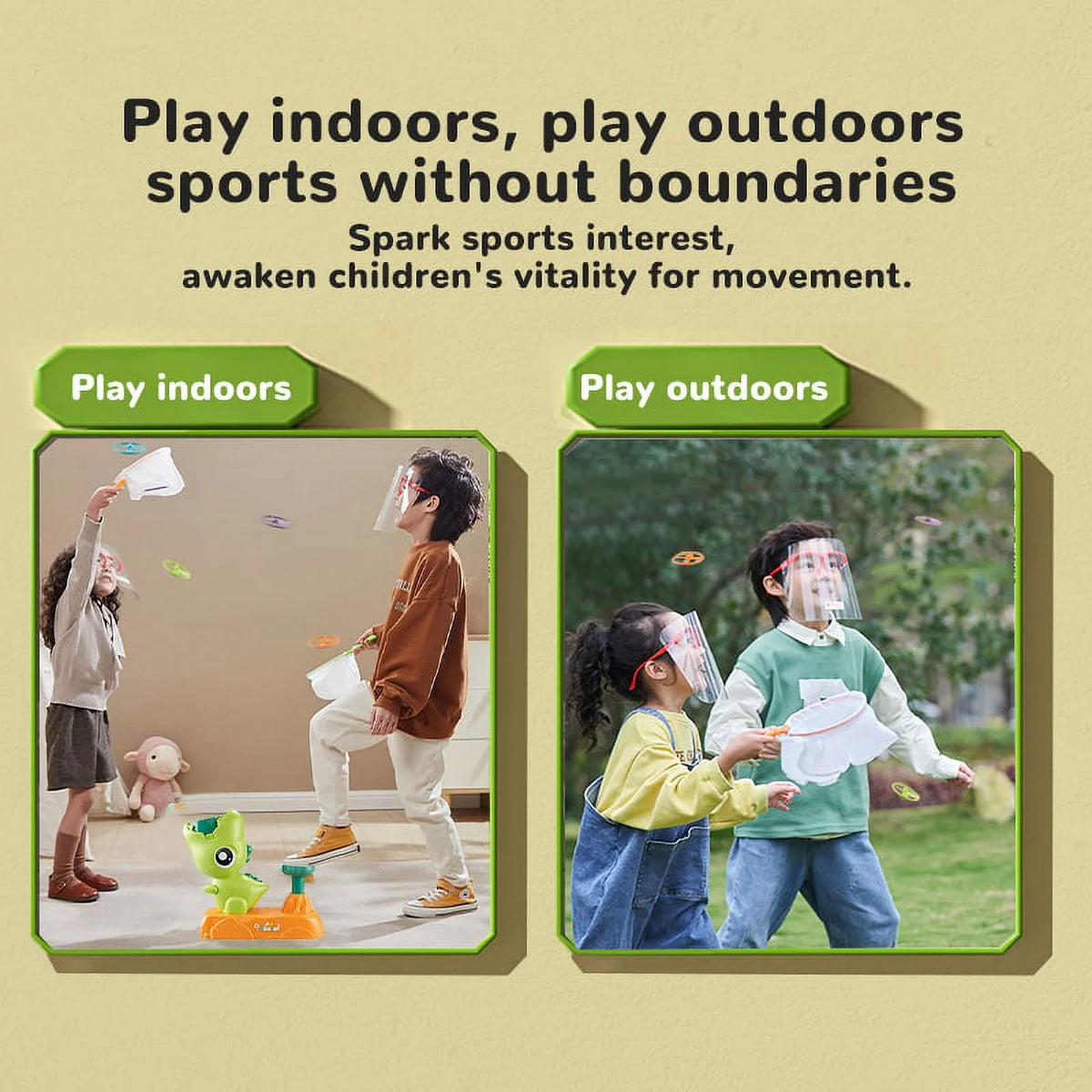 Flying Disc Launcher Outdoor Toy Green S8735