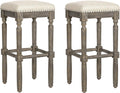 Kitchen Counter Barstool 30 Inch Seat Height Taupe Set of 2 P10801