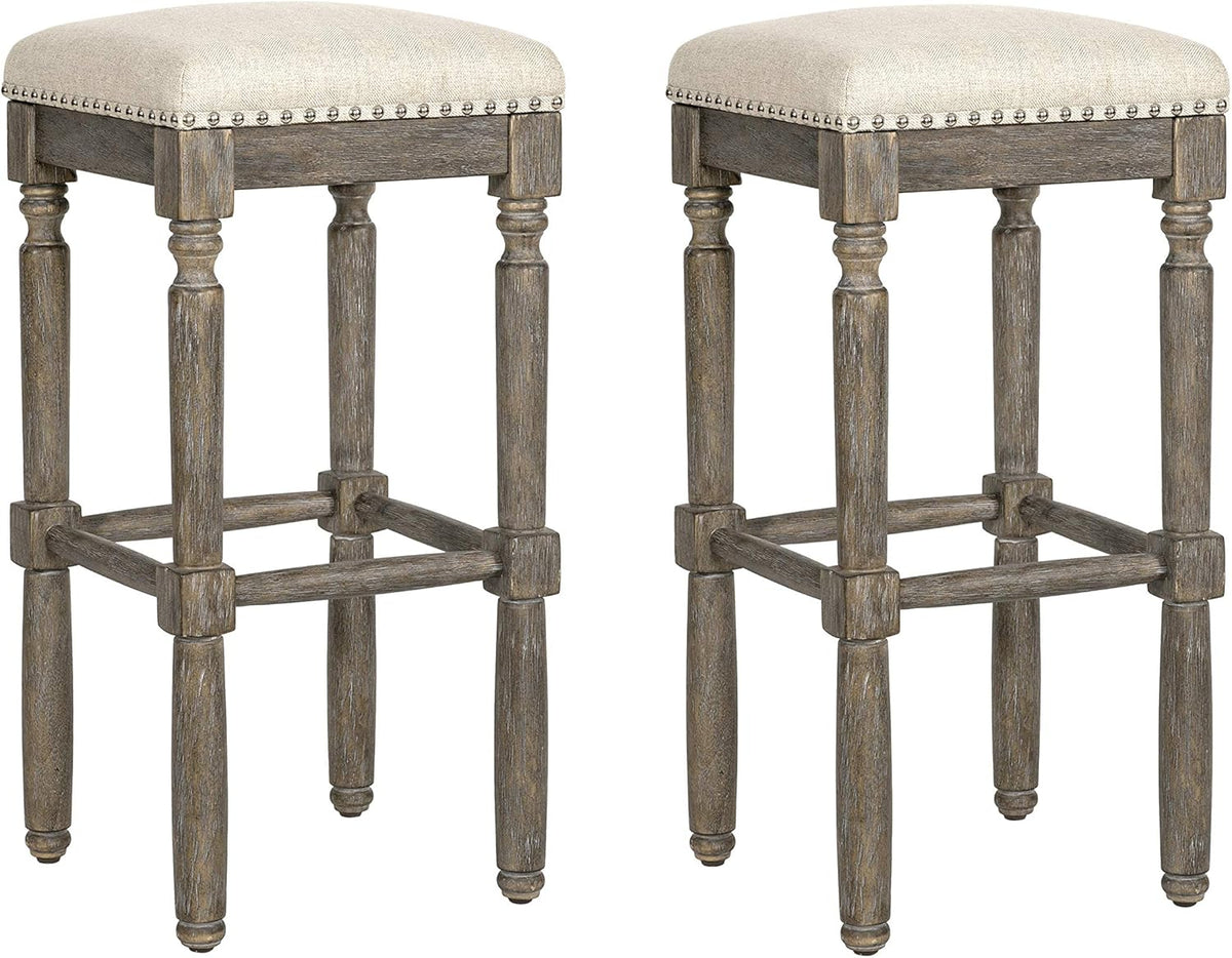 Kitchen Counter Barstool 30 Inch Seat Height Taupe Set of 2 P10801