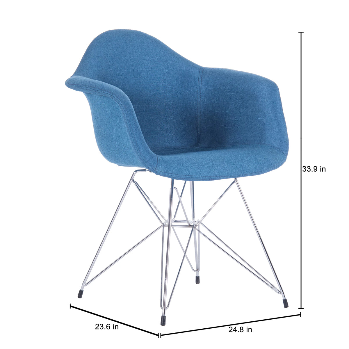 Blue Fabric Upholstered Dining Chairs Set of 2 with Arms O7541