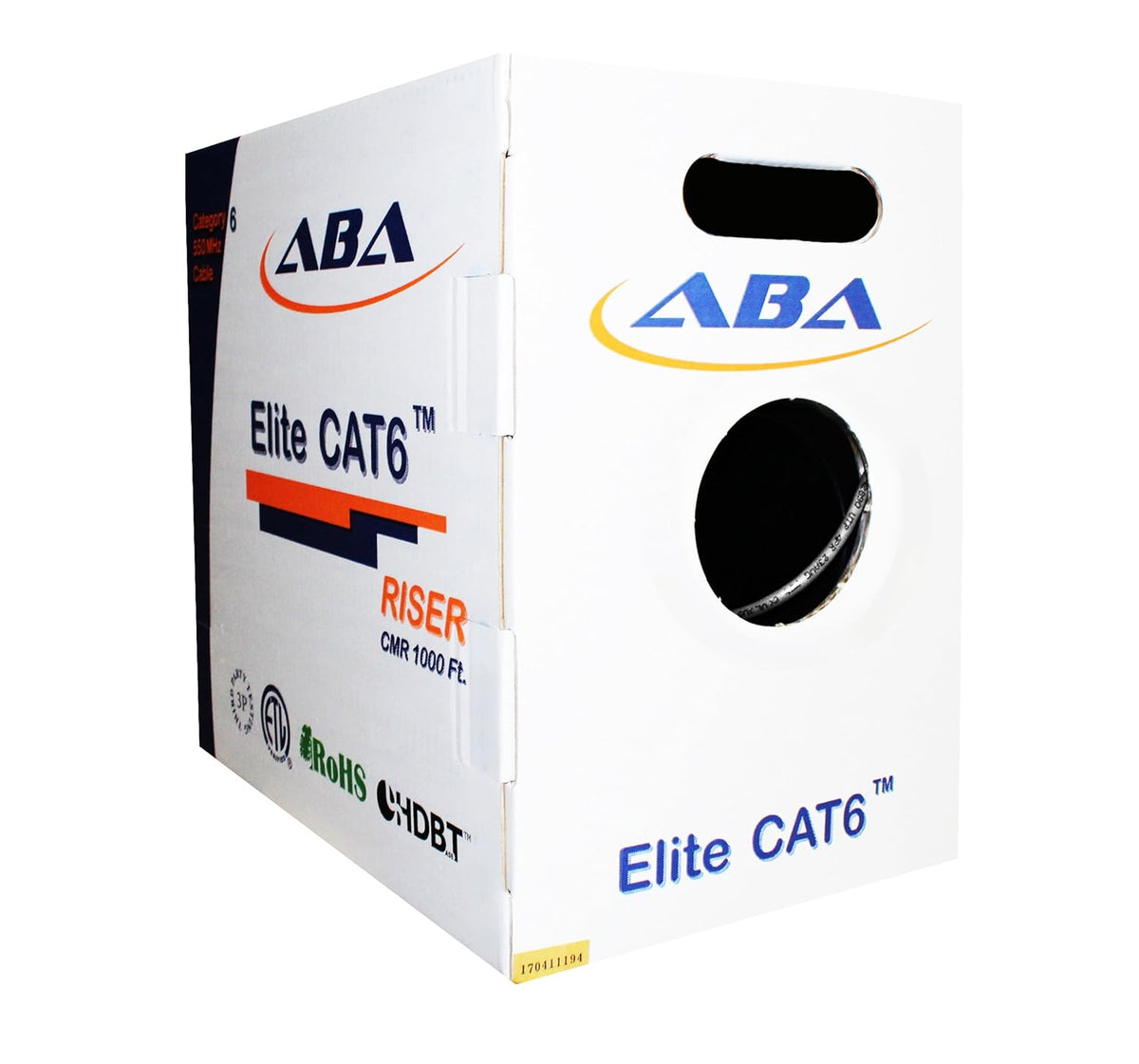 Blue 1000ft Cat6 Riser UTP 23AWG Solid Bare Copper Ethernet Cable L423486