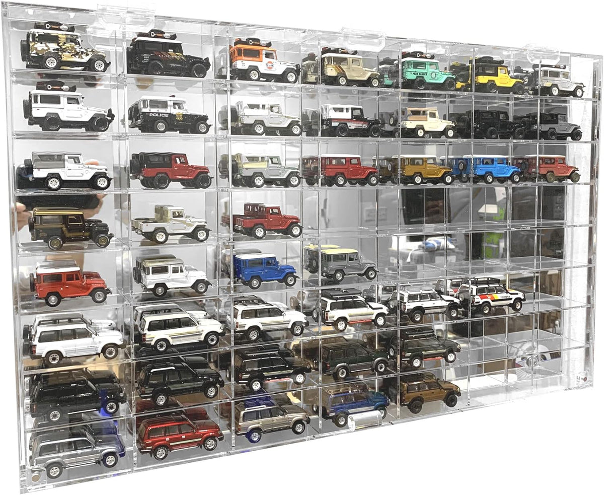 56 Compartment 1/64 Scale Diecast Model Car Display Case with Door W9111