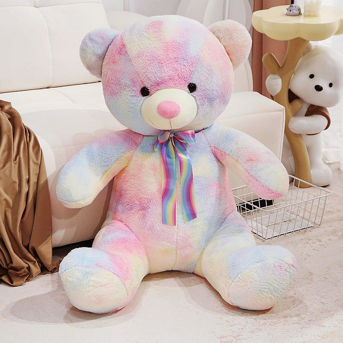 Colorful Ribbon Bear Plush Toy Doll U75230