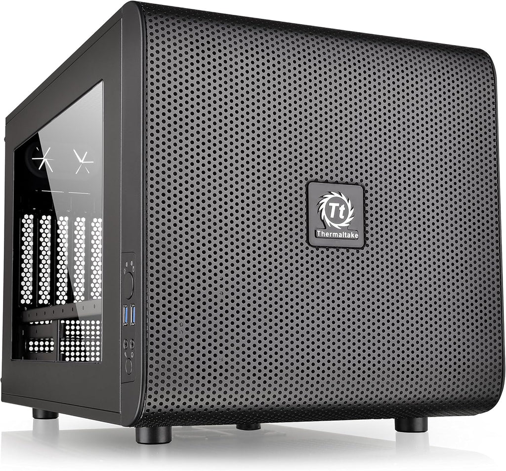 Black SPCC Micro ATX Mini ITX Cube Computer Case with 200mm Front Fan S565756
