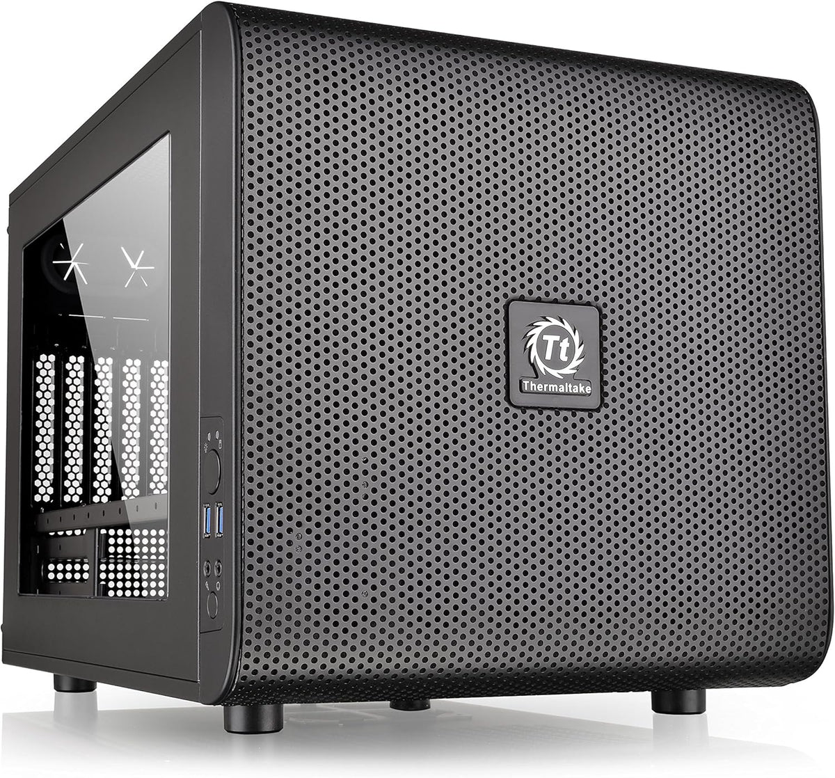 Black SPCC Micro ATX Mini ITX Cube Computer Case with 200mm Front Fan S565756